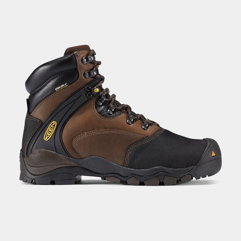 Keen Louisville 6" Met Steel Toe Mens Work Boots Brown/Black Stockists NZ (6157-KLBEO)